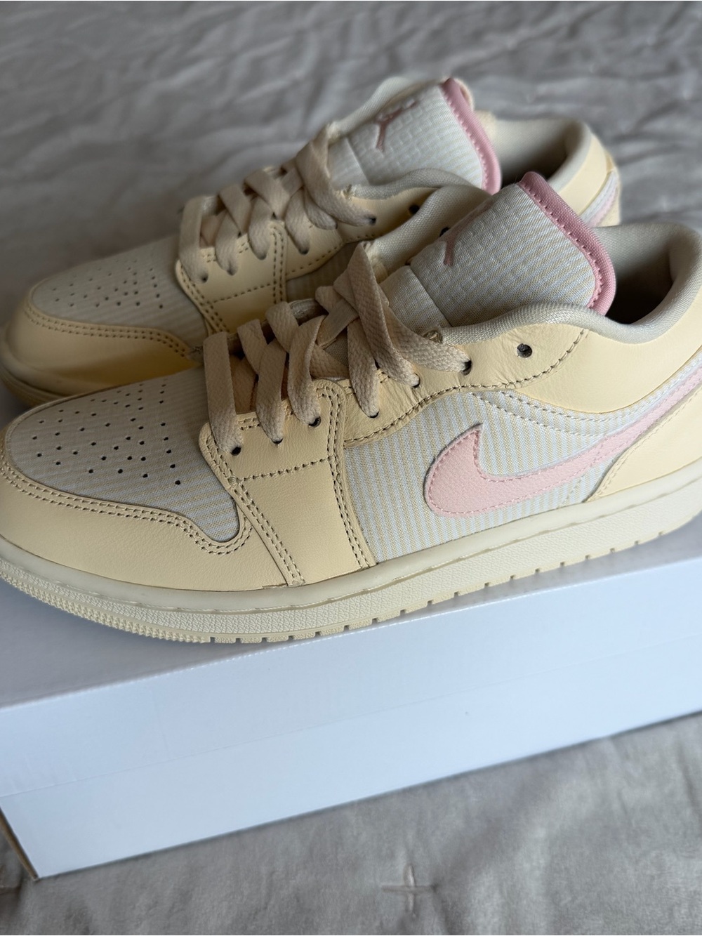Nike Jordan One Low-Top Sneakers in Cream & Light Pink